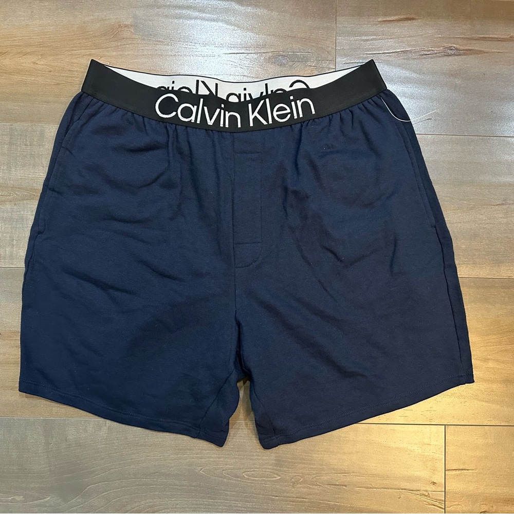 Calvin Klein sleepwear Blue and White Shorts with Elastic Waistban